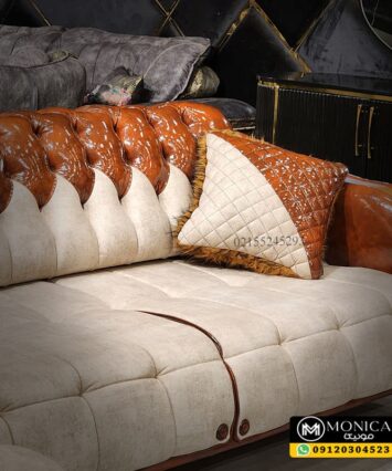 خرید مبل کلاسیک هشت نفره چرم مدل بوراک