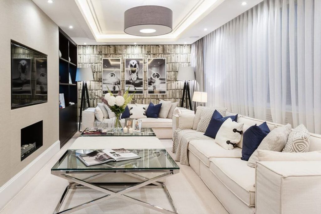 چیدمان مبل در پذیرایی مستطیلی